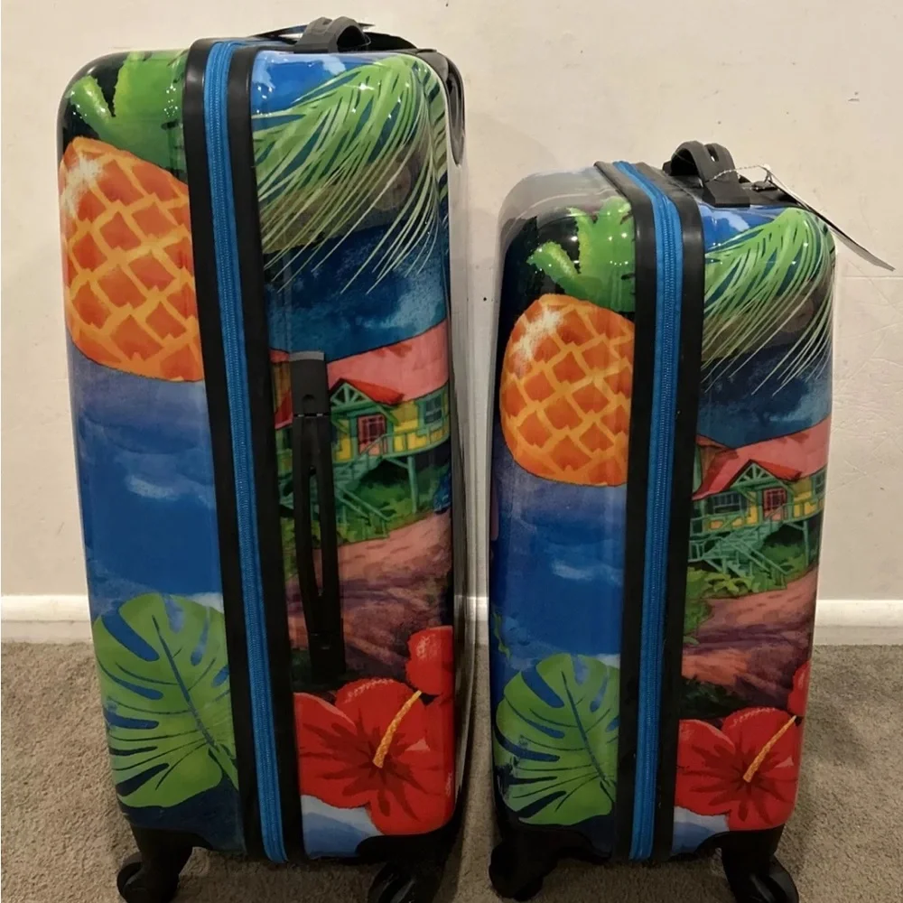 Disney Lilo STITCH Hardside Luggage Suitcase Spinner Hawaiian Luau 20” & 24”